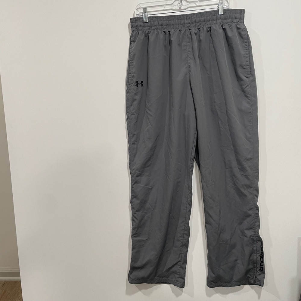 Under Armour Mens XL HeatGear Loose Fit Gray Woven Track Pants XL